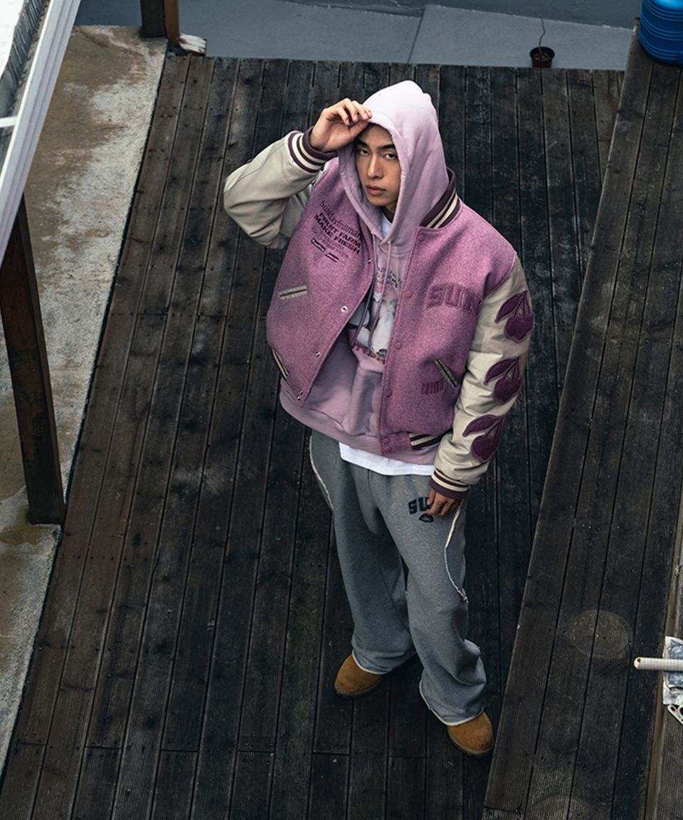 MUSINSA公式 | SUNDAY FRUIT MARKET SUNDAY VARSITY JACKET PINK