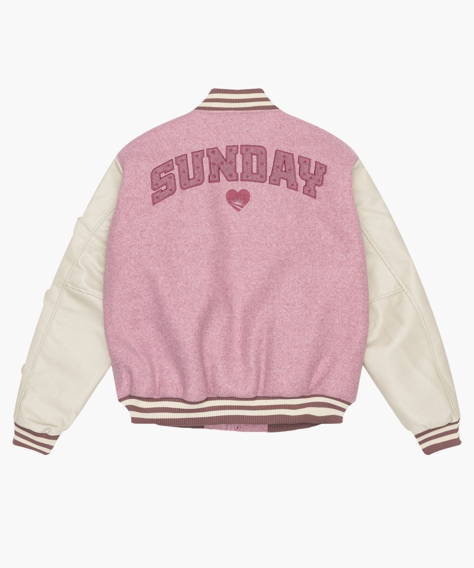 SUNDAY FRUIT MARKET スタジャン ピンク MUSINSA公式 | SUNDAY FRUIT MARKET SUNDAY VARSITY JACKET PINK