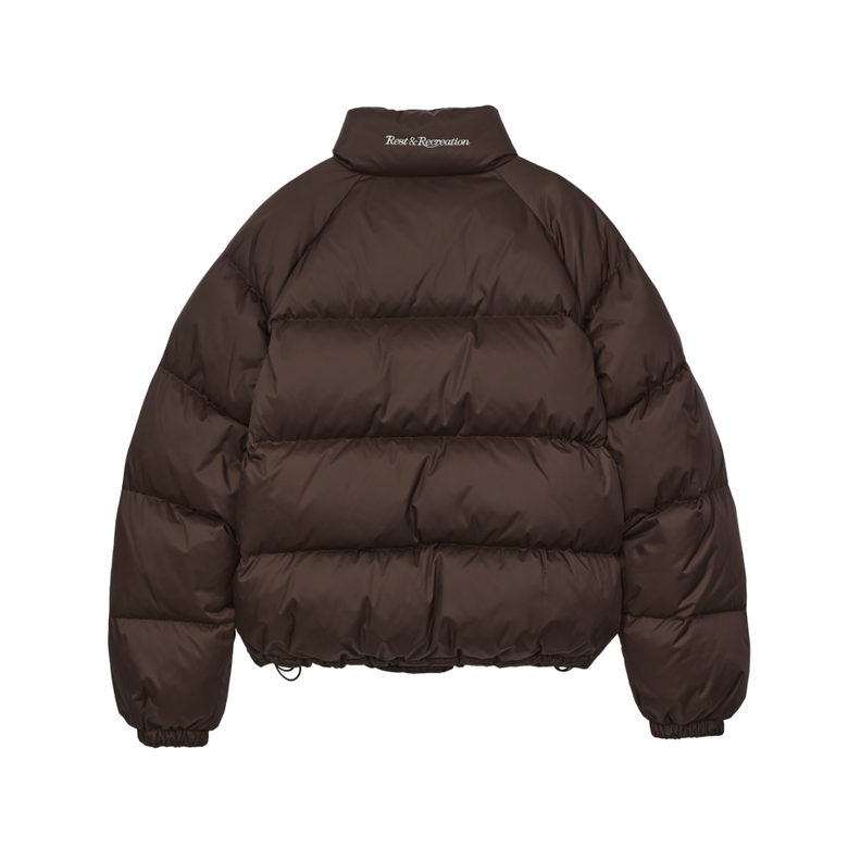 MUSINSA公式 | REST&RECREATION RR LOGO DOWN JACKET - BROWN