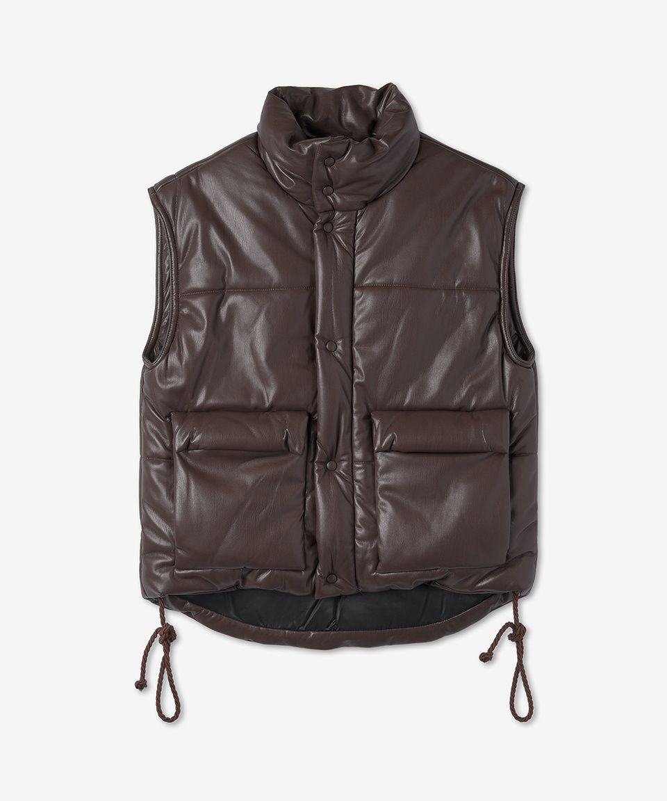 MUSINSA | NANUSHKA Men's Jovan Crop Padded Vest - Dark Brown