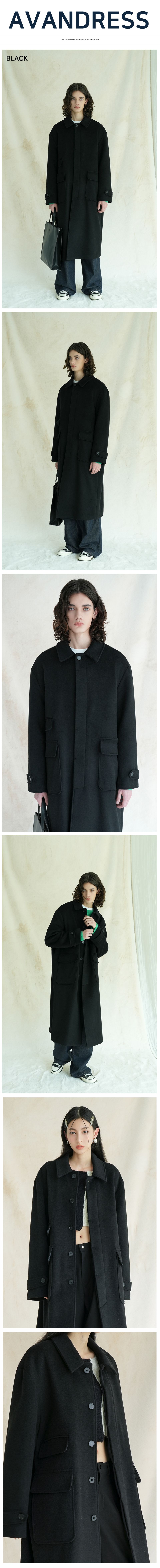 MUSINSA | AVANDRESS 125CM Super Long Unisex Balmacaan Wool Coat Black