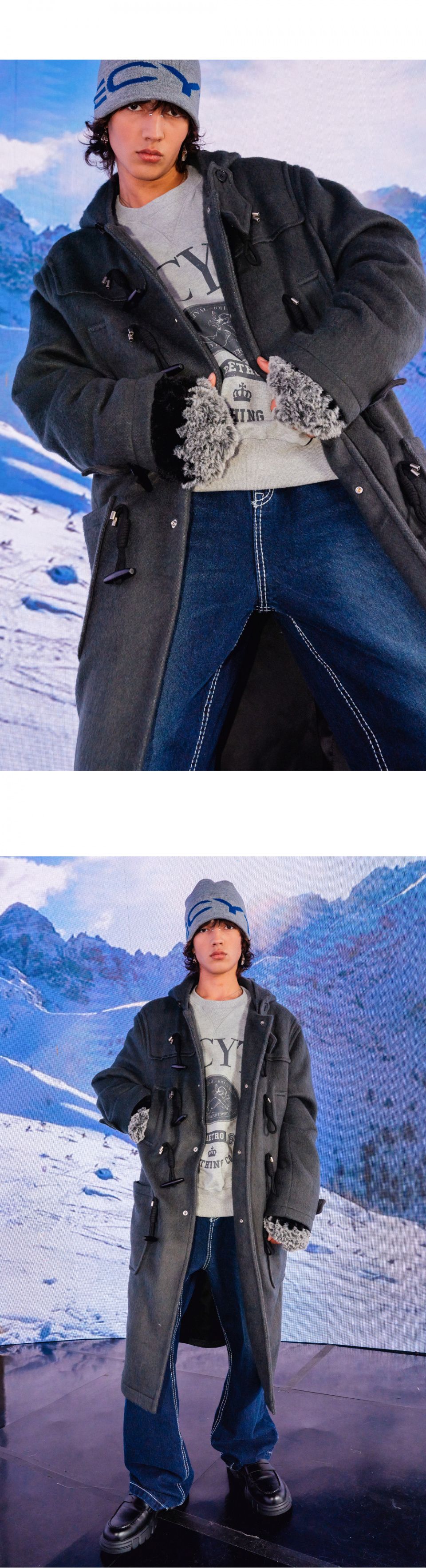 MUSINSA公式 | LECYTO LOGO JACQUARD BEANIE_[GRAY]
