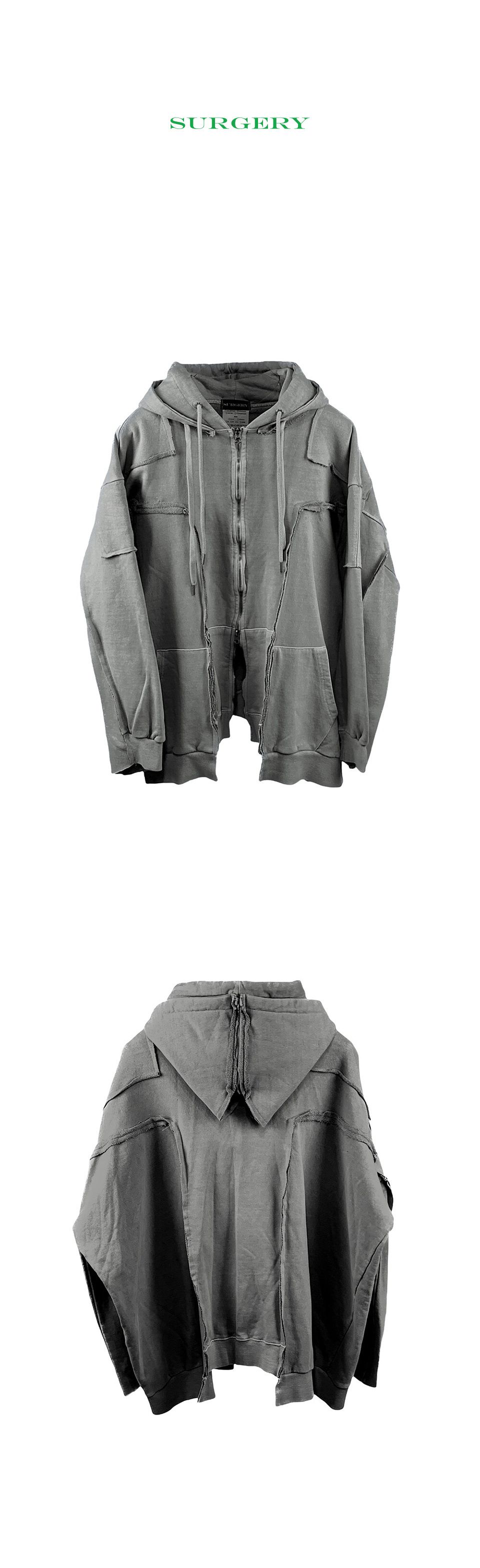 MUSINSA | SURGERY surgery remake over pigment hood jacket gray