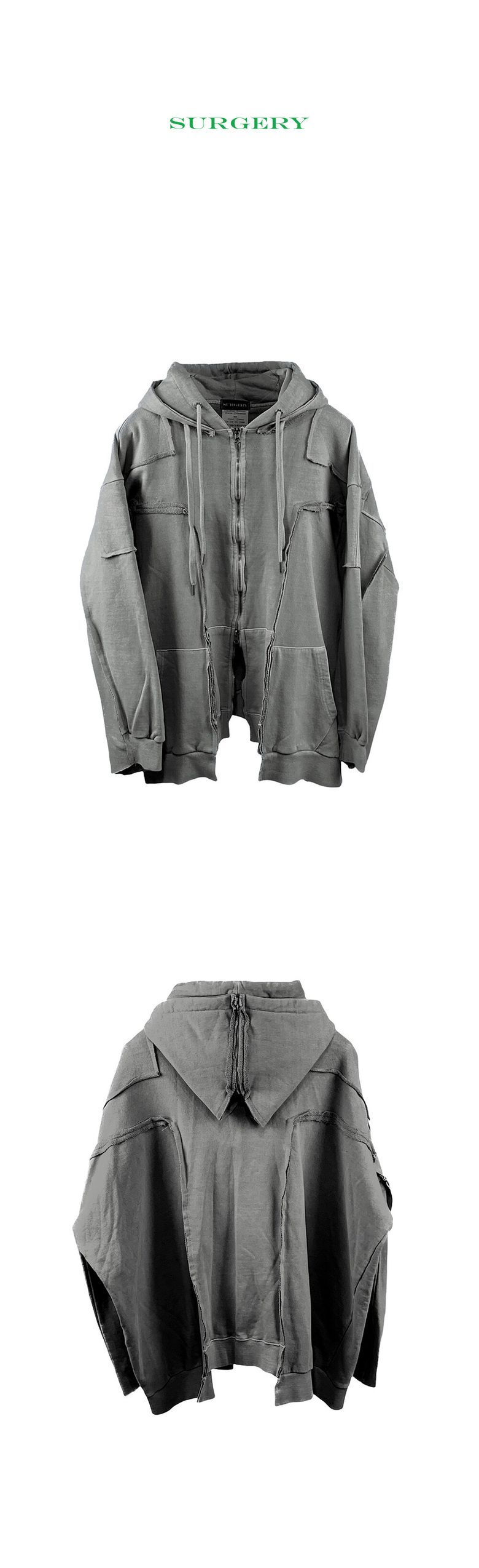 MUSINSA | SURGERY surgery remake over pigment hood jacket gray