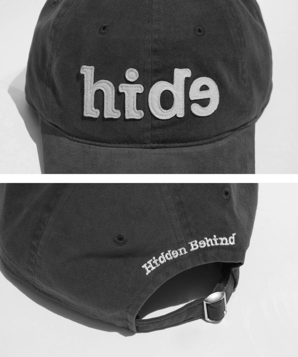 MUSINSA | HIDDEN BEHIND hide logo baseball cap (CHARCOAL)