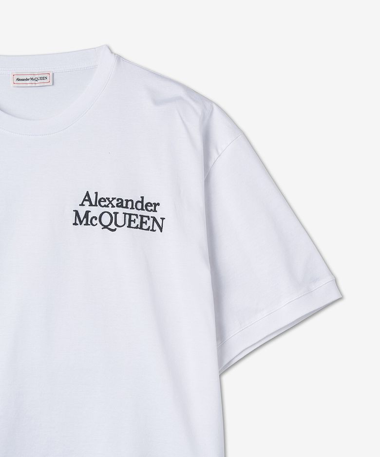 Alexander McQueen ラッフル半袖Tシャツ ホワイト 異素材 | ALEXANDER 