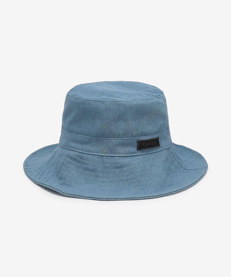 MUSINSA | GANNI Logo Patch Denim Bucket Hat - Blue / A4771630