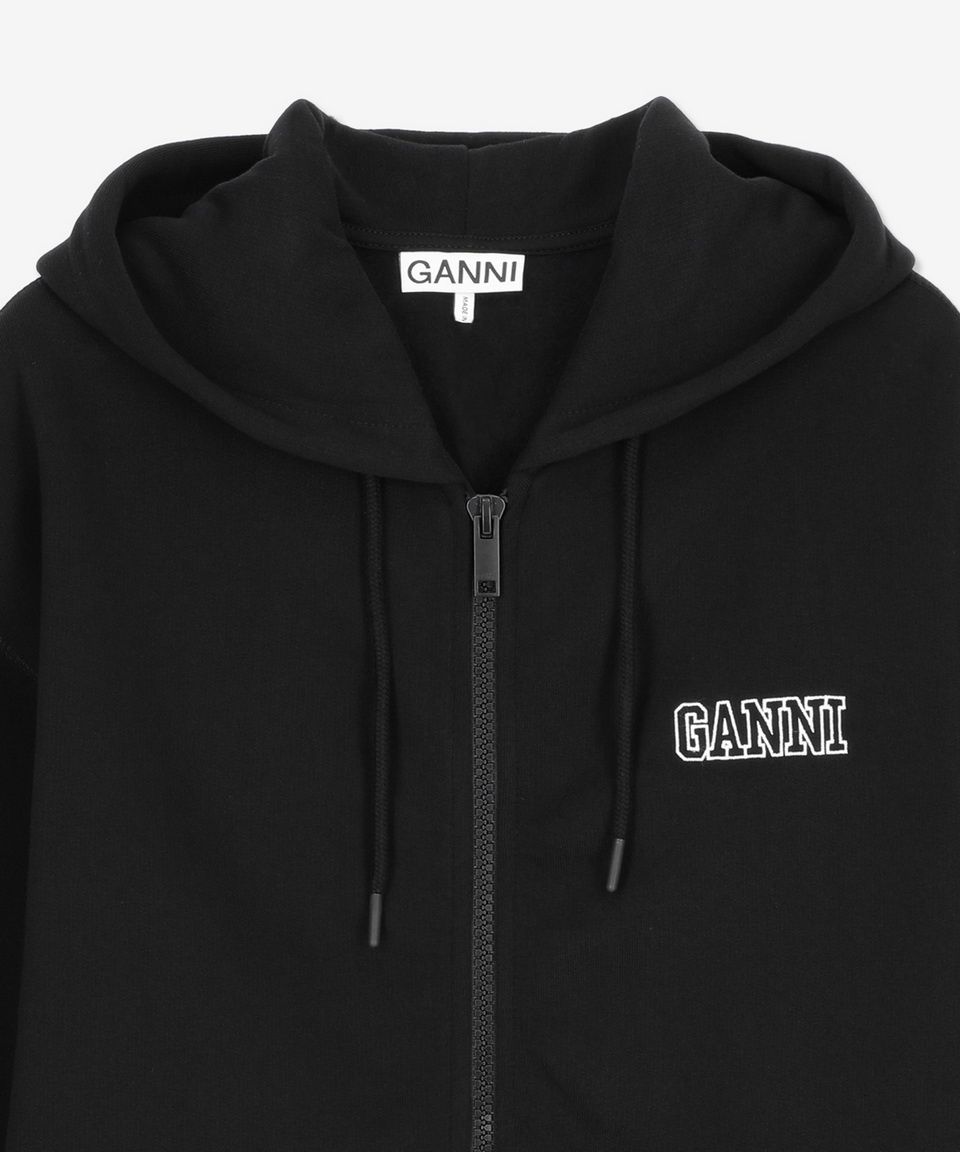 トップス GANNI Oversized Zip Hoodie Software Oversized Zip Hoodie in Black – Shades of Grey Boutique