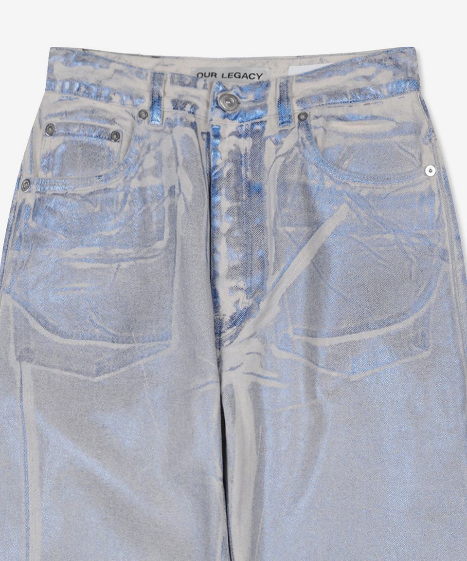 MUSINSA | OUR LEGACY Foil Coated Third Cut denim pants - Blue