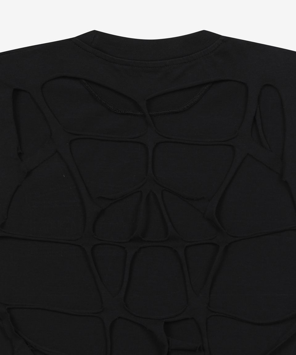 MUSINSA | ARIES Diamante Slash Back Shrunken Vest - Black