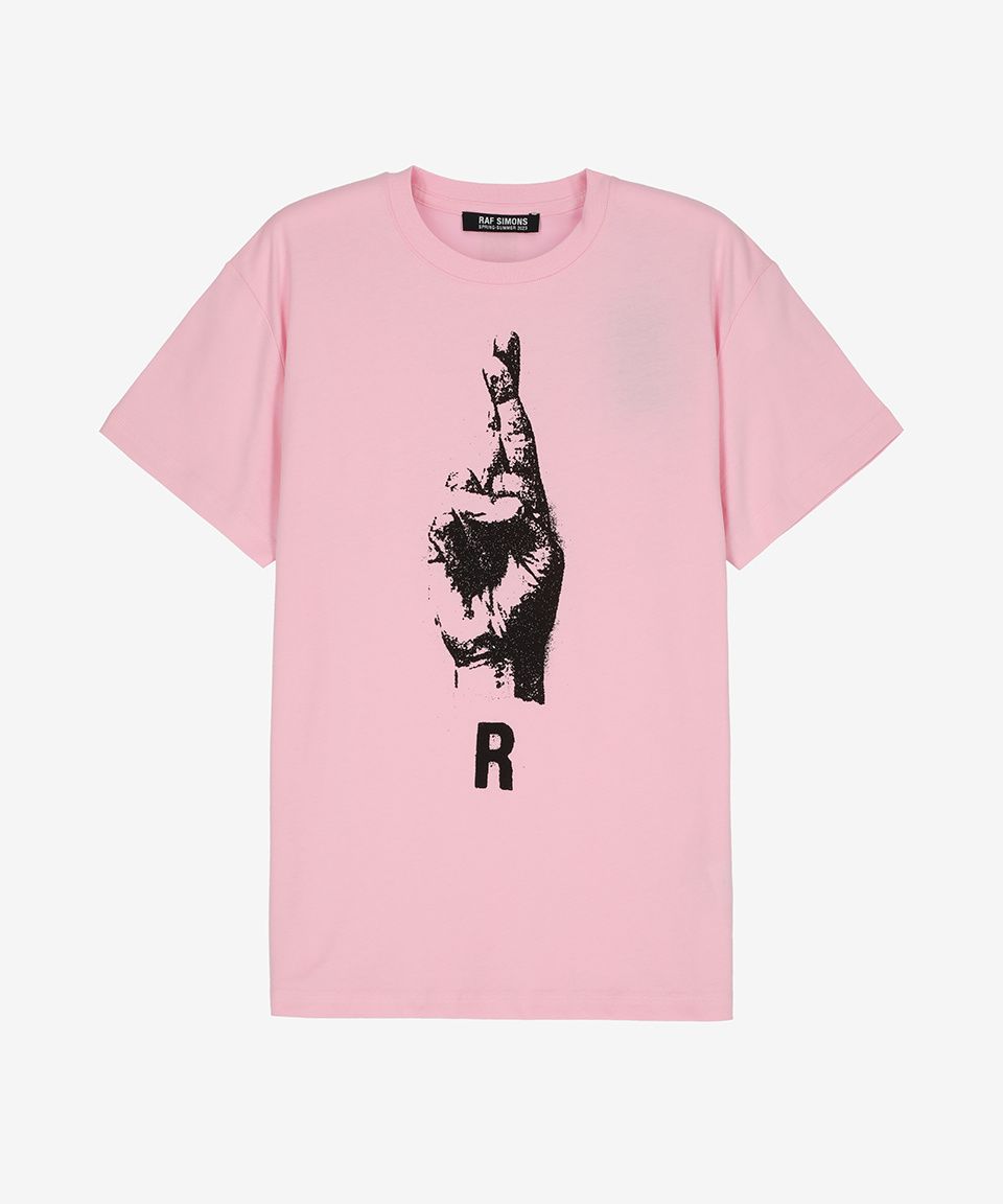 MUSINSA公式 | RAF SIMONS ハンドサイン半袖Tシャツ - ライトピンク