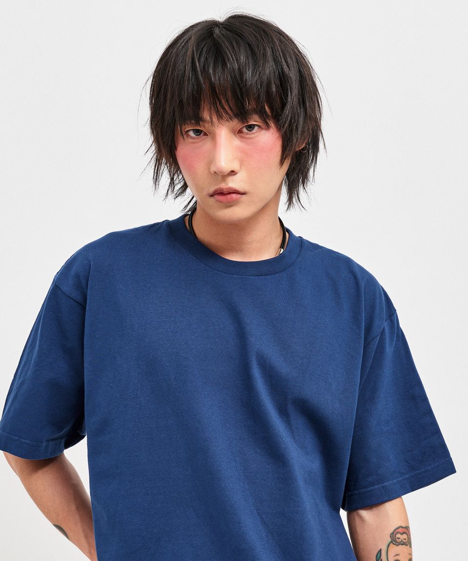 MUSINSA | C WEAR BY THE GENIUS Men's Crop T-Shirt Navy