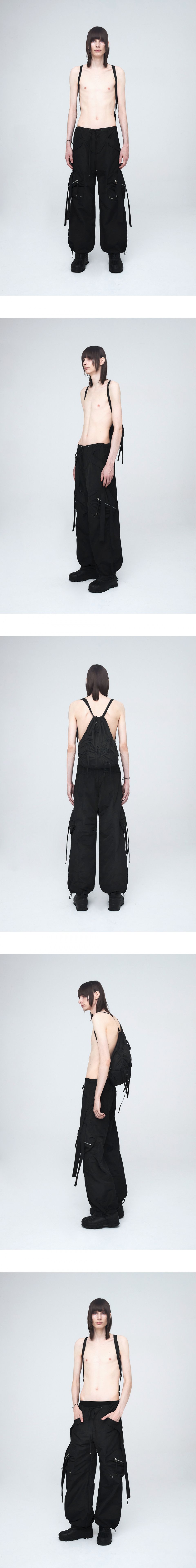 MUSINSA | NACHE CONVEX TIE CARGO PANTS (UNISEX) BLACK