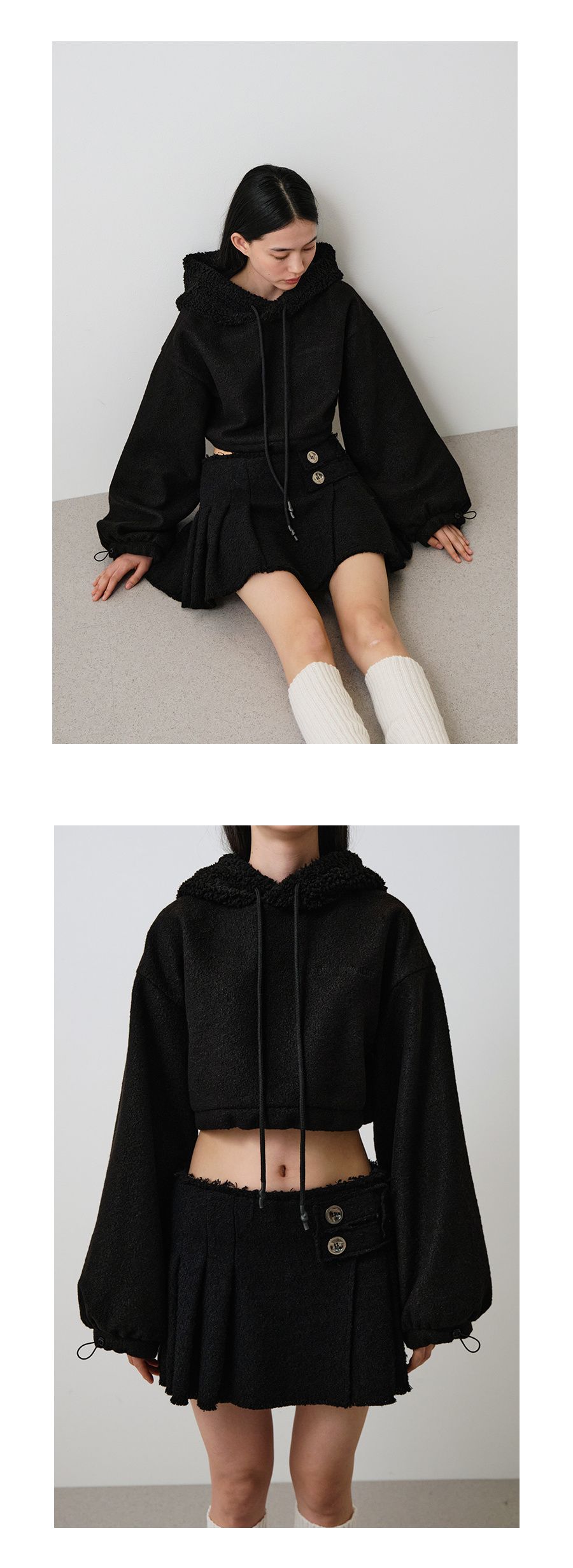 MUSINSA | TRUNK PROJECT Black Pleated Mini Skirt