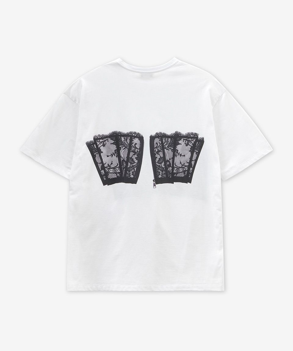 MUSINSA公式 | ALEXANDER McQUEEN レースコルセット半袖Tシャツ