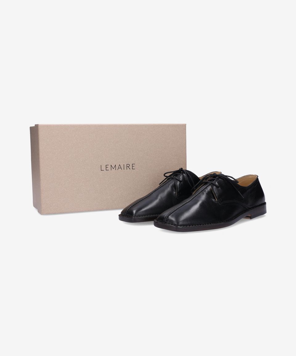 MUSINSA | LEMAIRE Men's Flat Lace Derby Shoes - Black