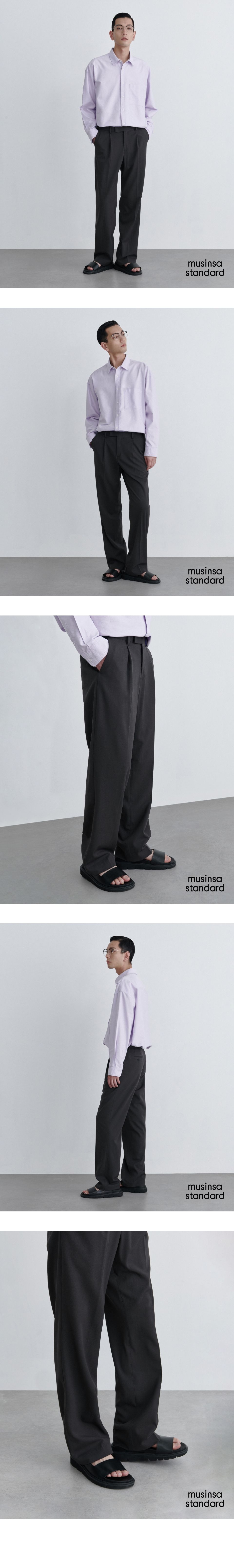 MUSINSA | MUSINSA STANDARD Wide Hidden Banding Slacks _Gunmetal
