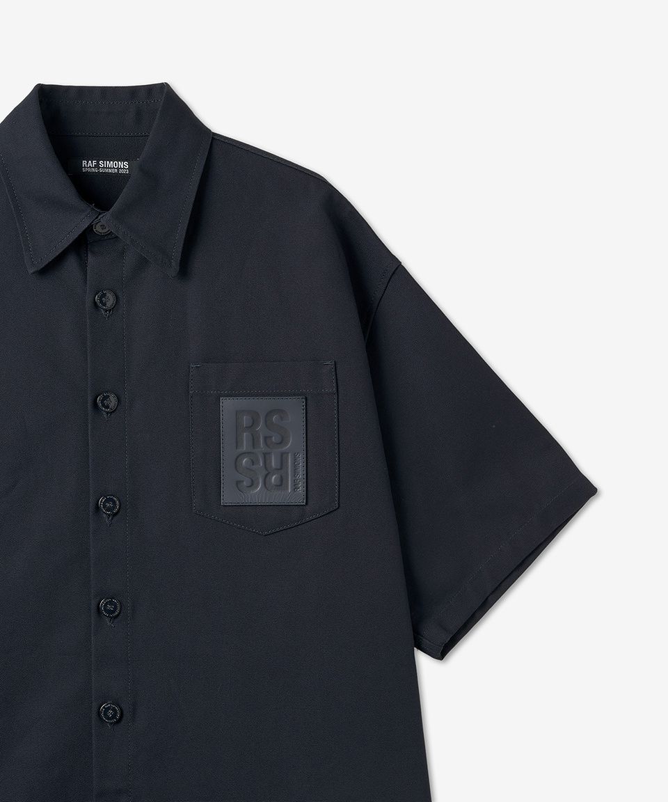 MUSINSA | RAF SIMONS Oversize short-sleeved denim shirt - Dark