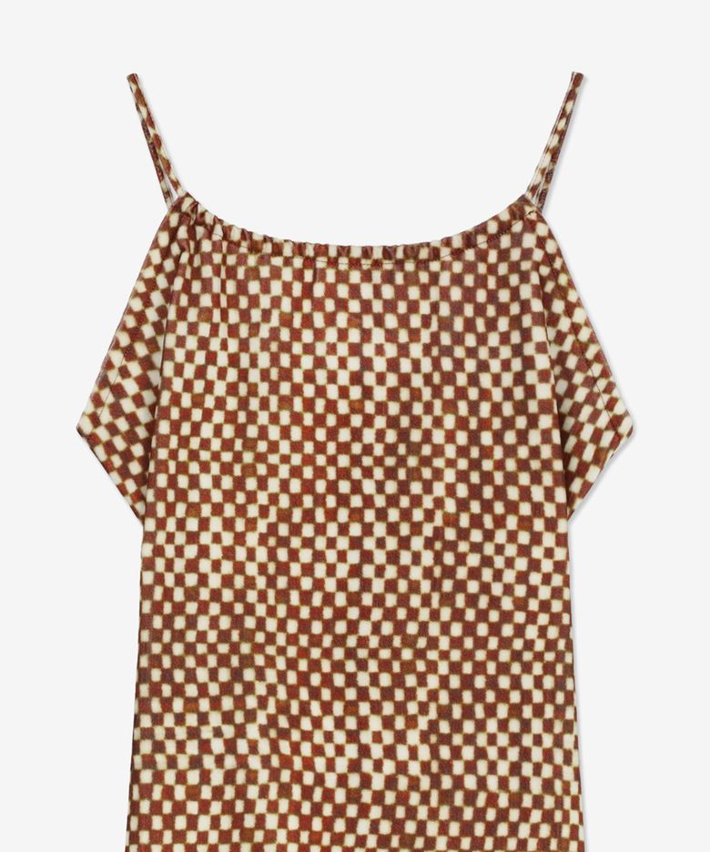 MUSINSA | ERL Printed Velvet Halter Dress - Brown / ERL06O102BROWN