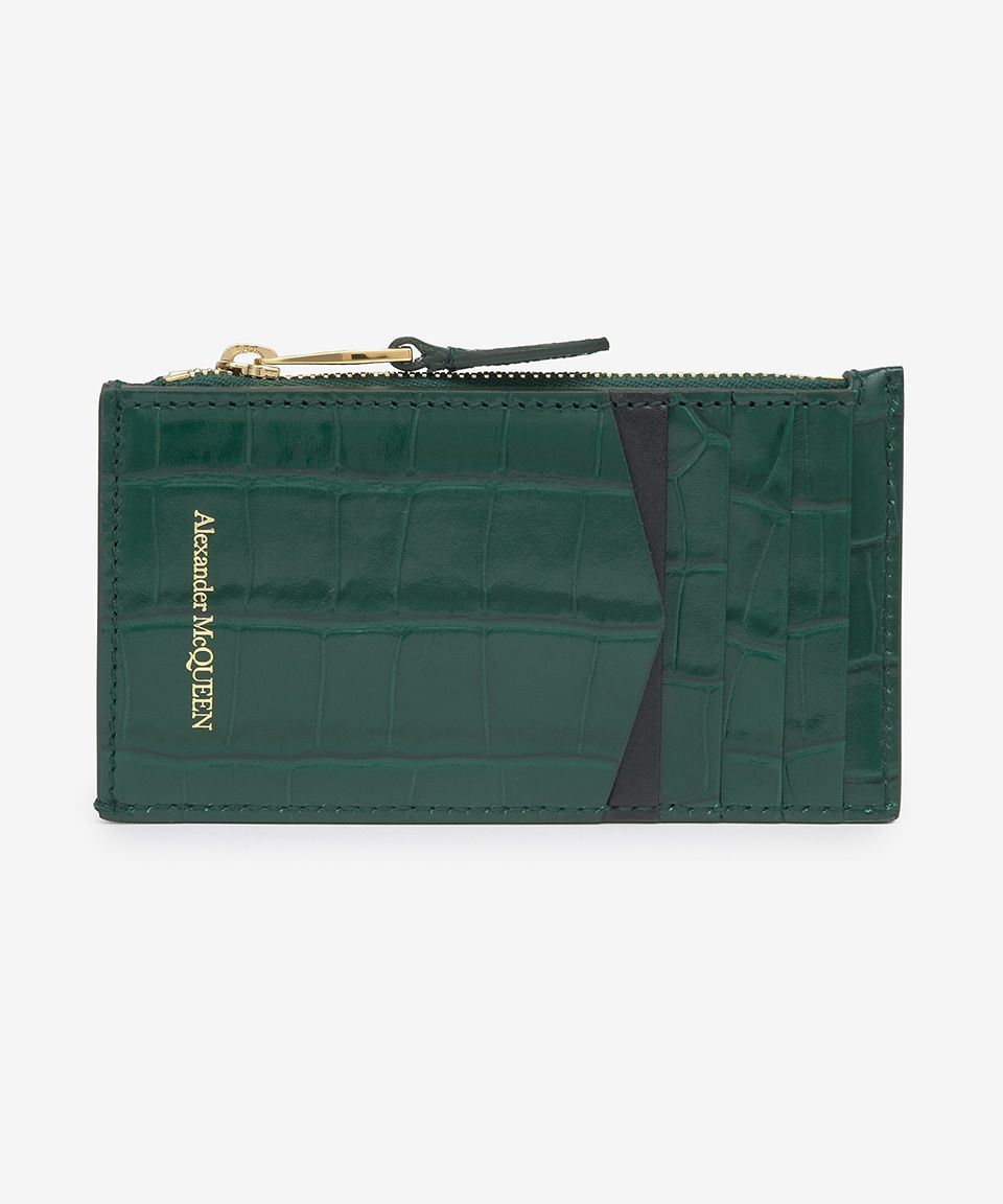 MUSINSA | ALEXANDER McQUEEN Public Skull Zip Card Holder - Green