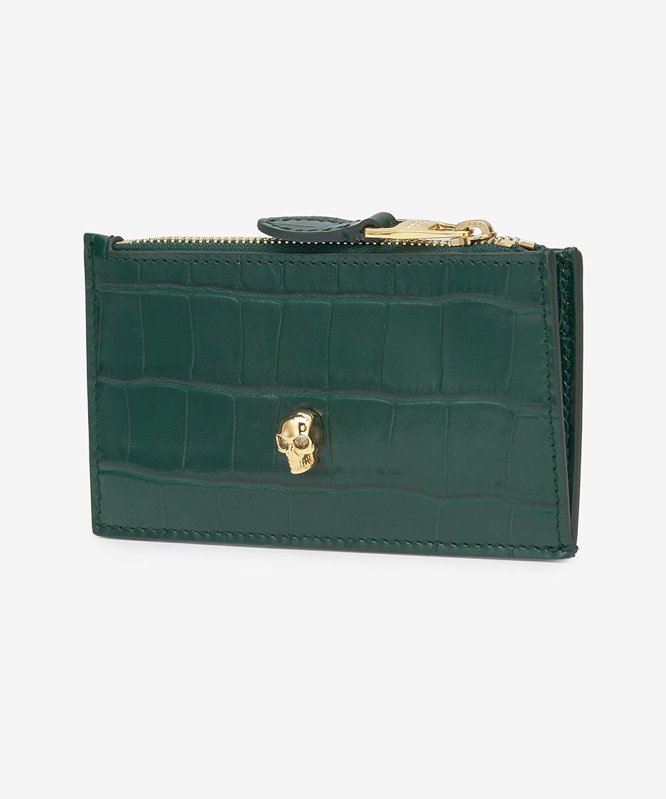 MUSINSA | ALEXANDER McQUEEN Public Skull Zip Card Holder - Green