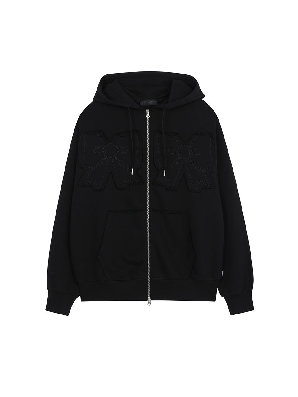 MUSINSA公式 | YOUHEE YOUHEE RIBBON HOOD ZIP-UP BLACK