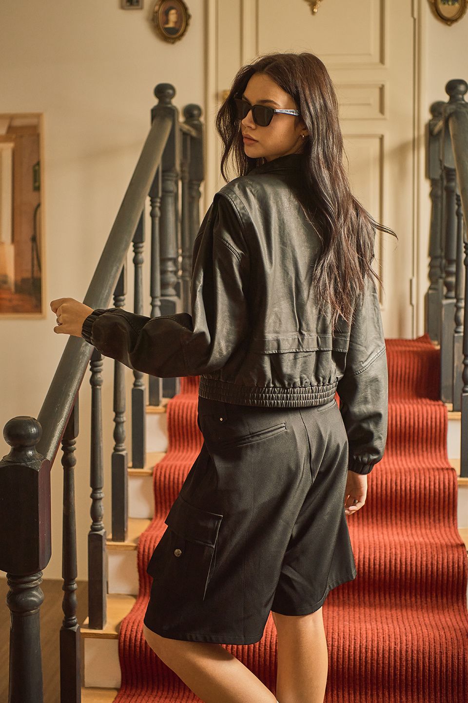 MUSINSA | BITTERCELLS Star Leather Jacket (Washed) (Crop Fit) - Black