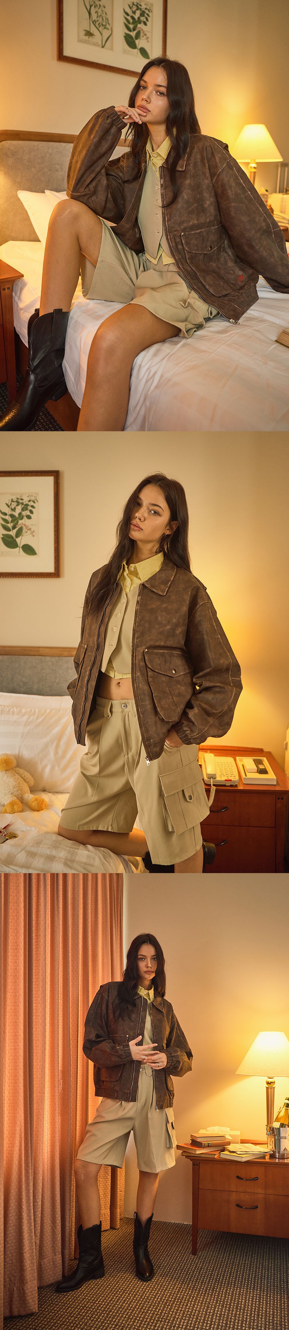 MUSINSA公式 | BITTERCELLS Star Leather Jacket (Washed) (Over Fit