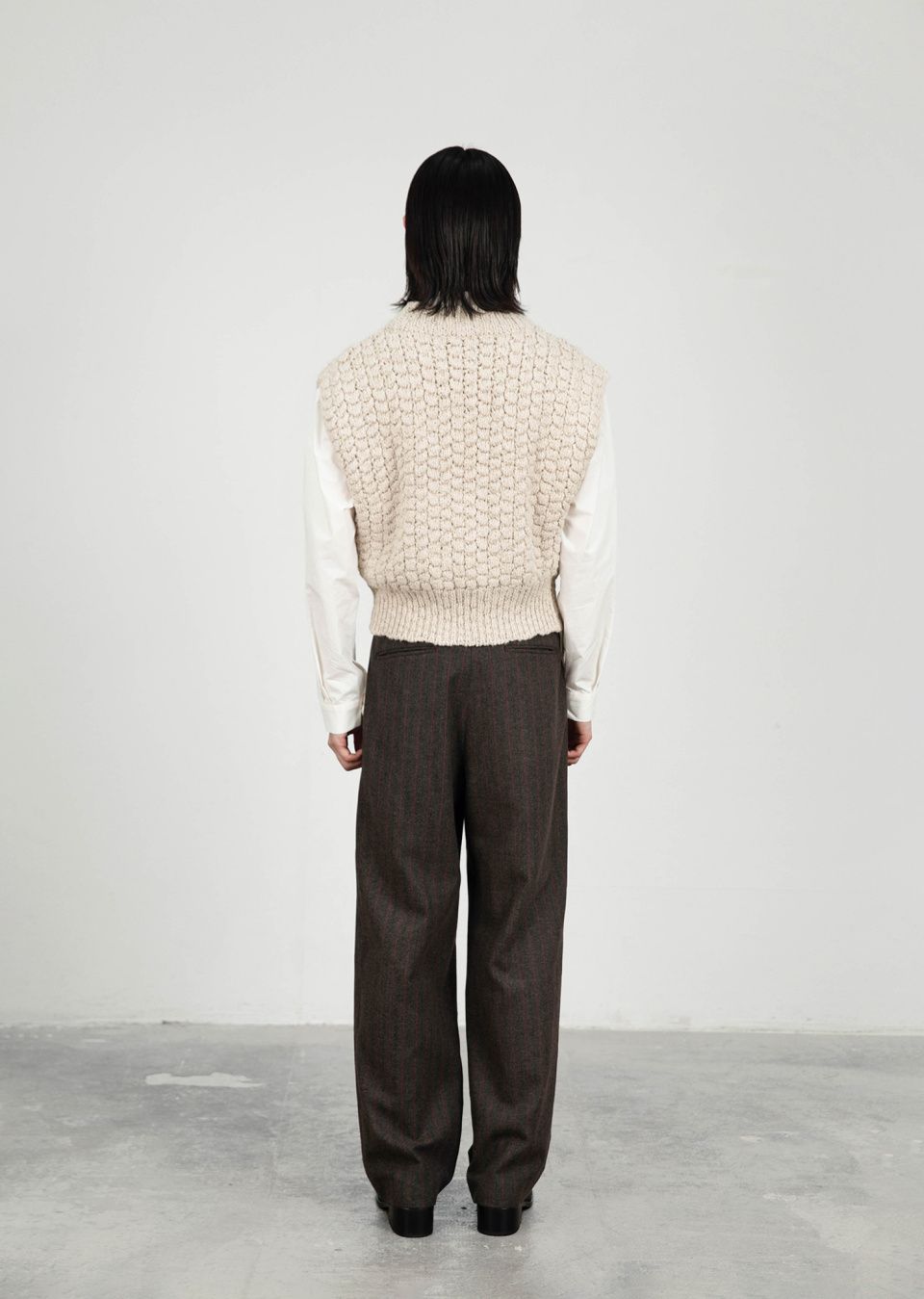 MUSINSA公式 | AMOMENTO WOOL STRIPE MARTIN PANTS (2 COLORS)
