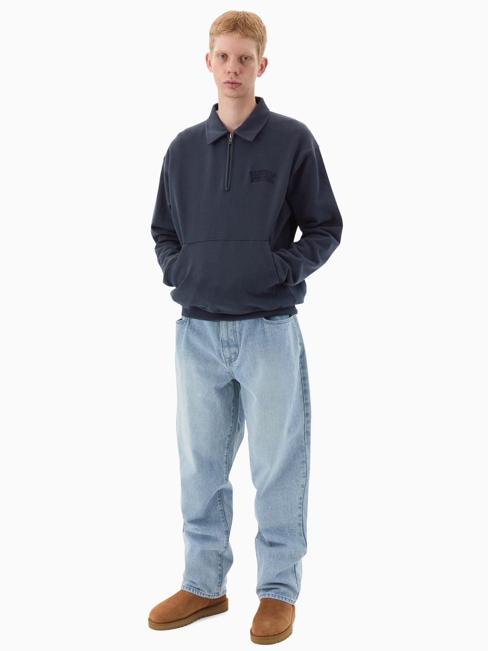 MUSINSA公式 | thisisneverthat (FW23) Half Zip Polo Sweatshirt Navy