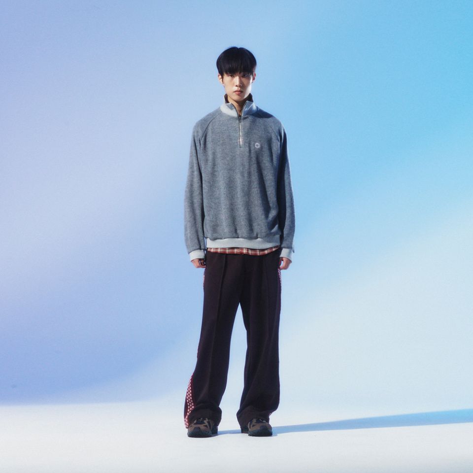 MUSINSA公式 | 999HUMANITY Easy knitted half zip-up (burgundy)