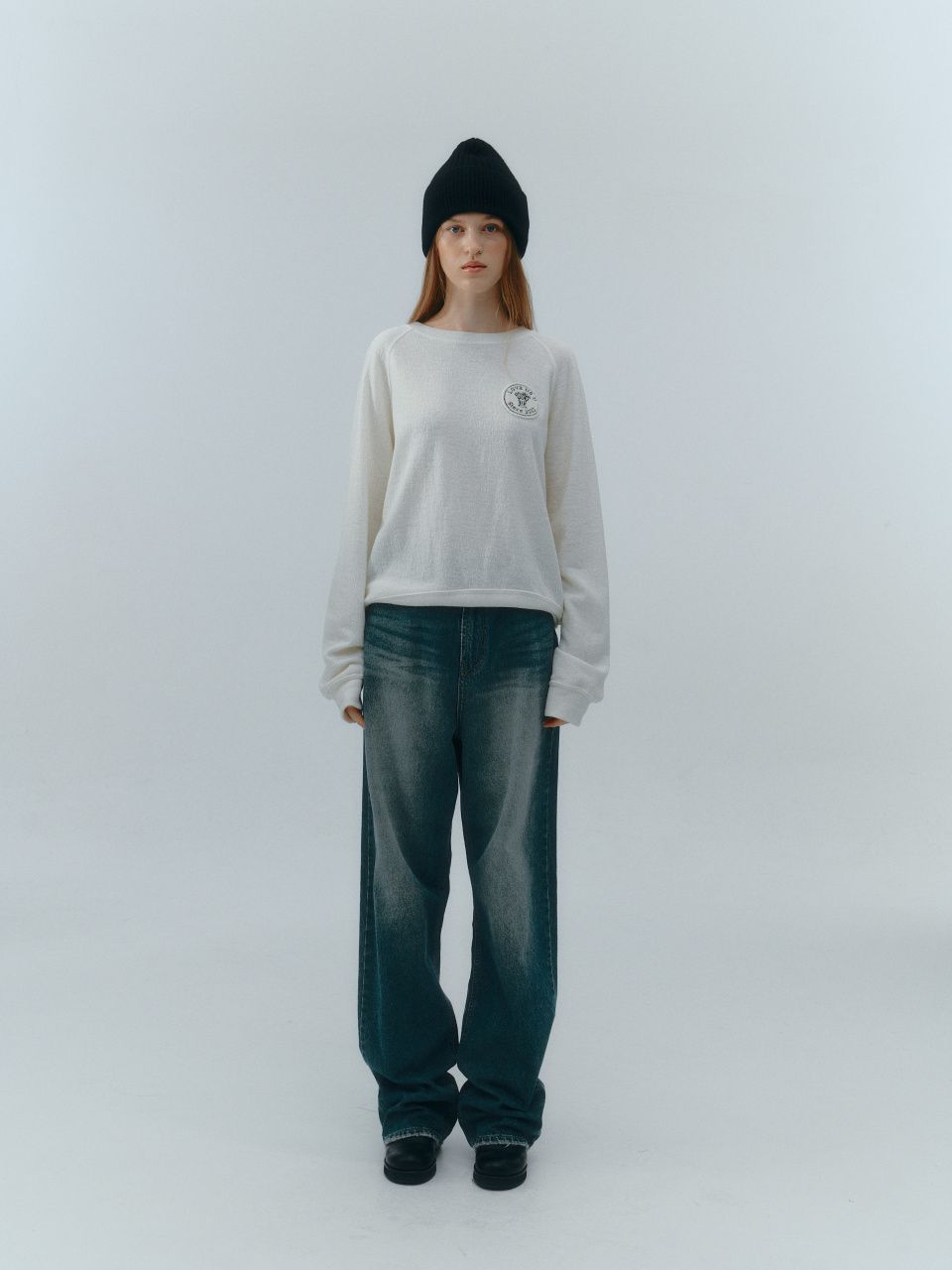 MUSINSA | LOVE US U Green Cast Denim Pants (green blue)