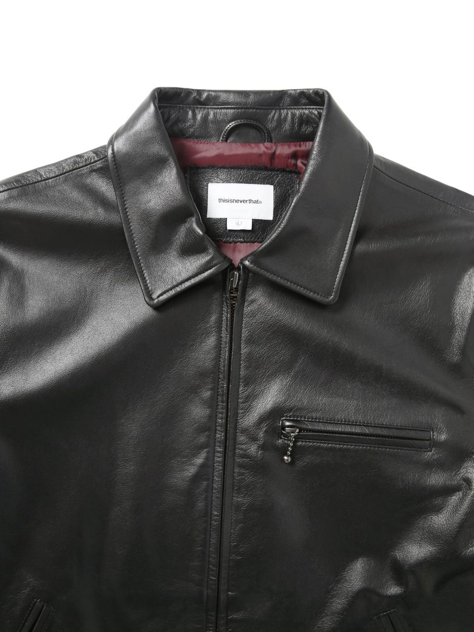 MUSINSA公式 | thisisneverthat Leather Sports Jacket Black