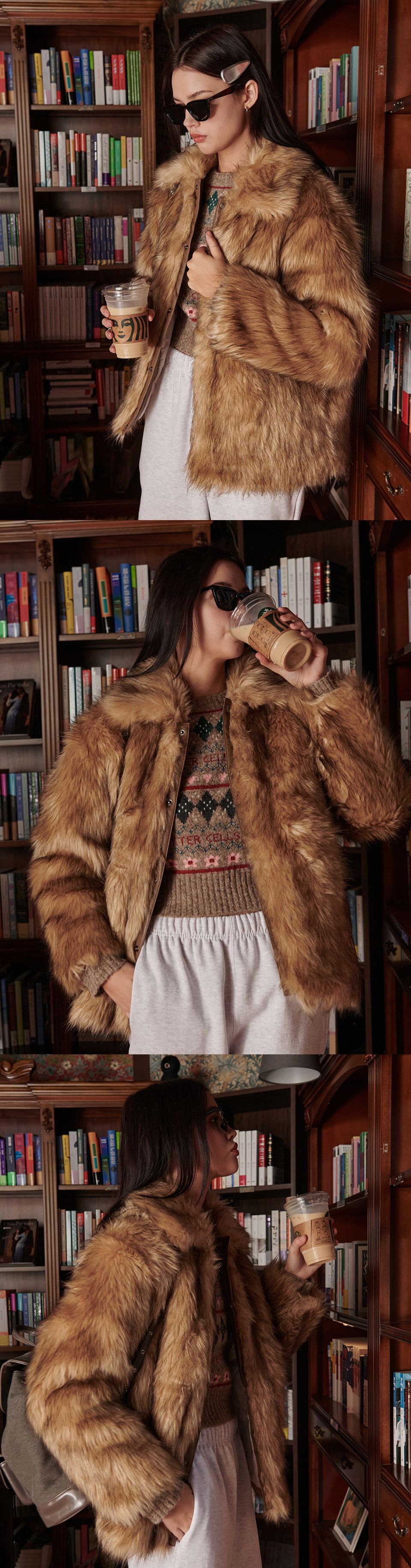 MUSINSA公式 | BITTERCELLS Eco fur jacket (over fit) - beige