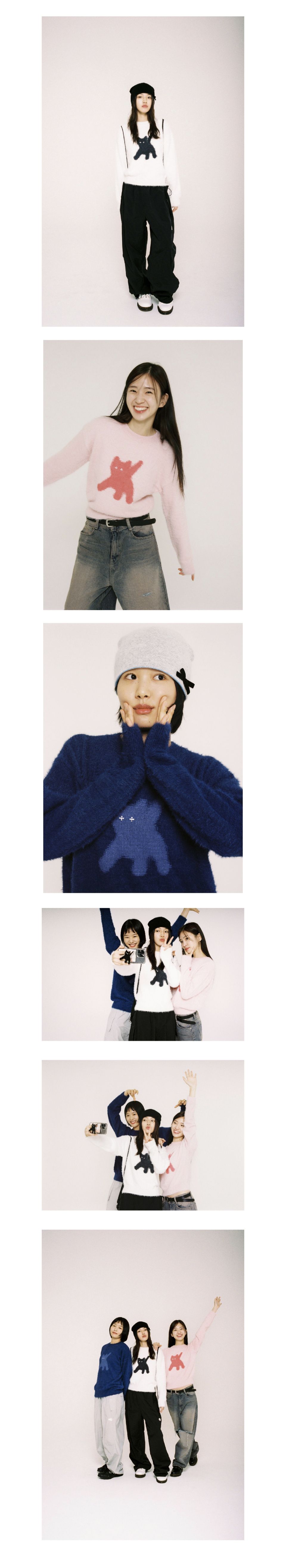 MUSINSA公式 | AEAE Flashed Cats Angora Knit -[BLUE NAVY]