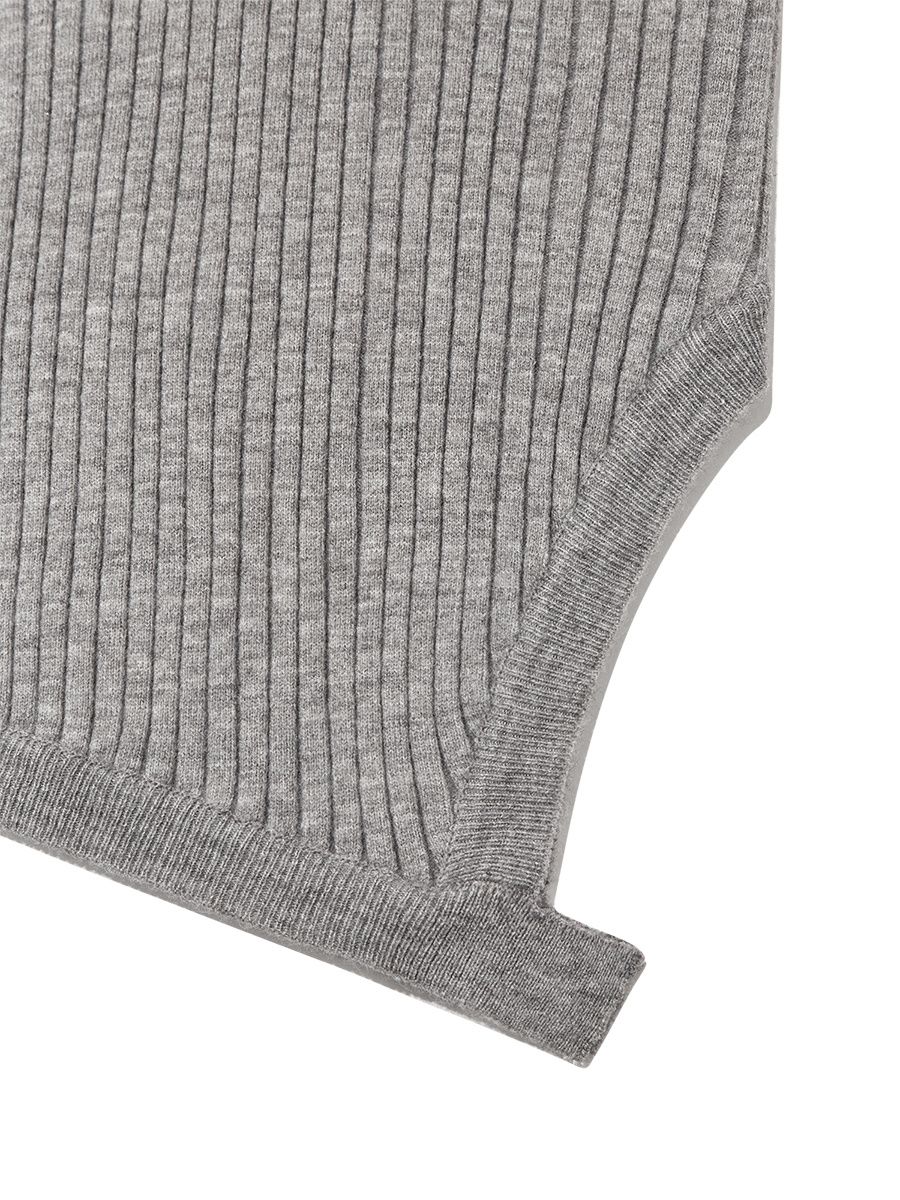 MUSINSA公式 | GLOWNY ISA ASYMMETRICAL KNIT TOP (GRAY)
