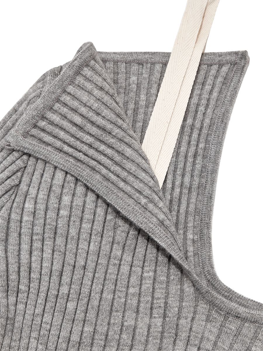 MUSINSA公式 | GLOWNY ISA ASYMMETRICAL KNIT TOP (GRAY)