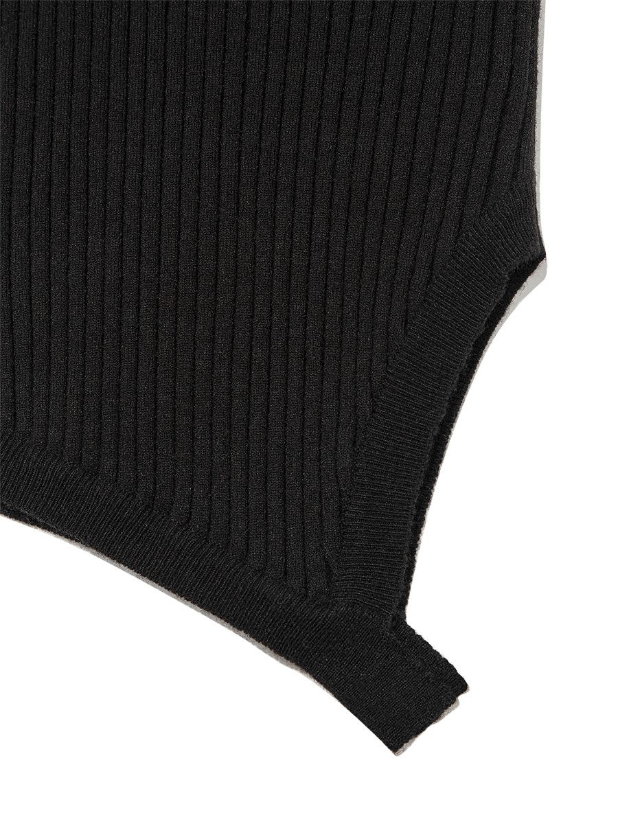 MUSINSA | GLOWNY ISA ASYMMETRICAL KNIT TOP (BLACK)