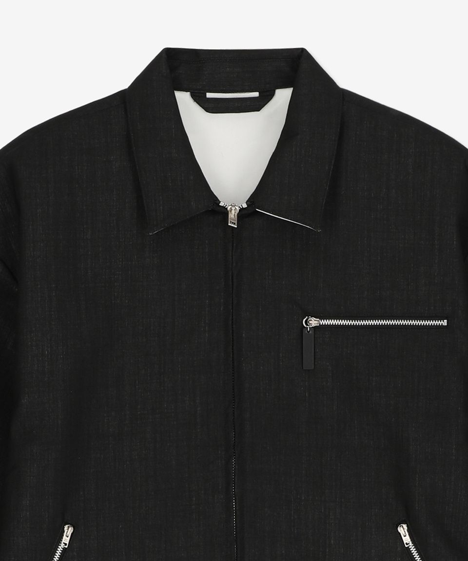 MUSINSA公式 | ACNE STUDIOS Men's Wool Blend Zip-Up Jacket - Black