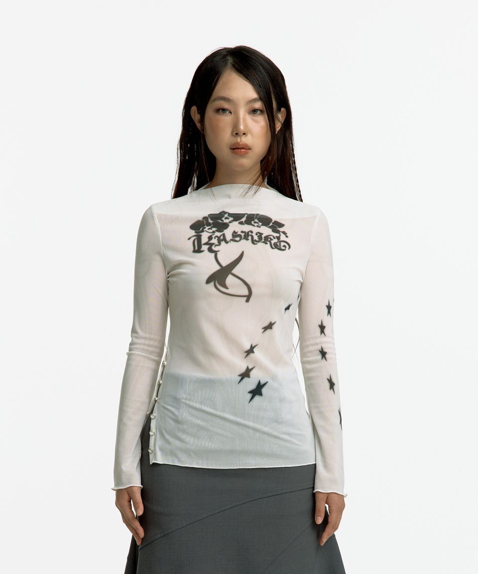 MUSINSA公式 | KASHIKO Oriental Mesh top