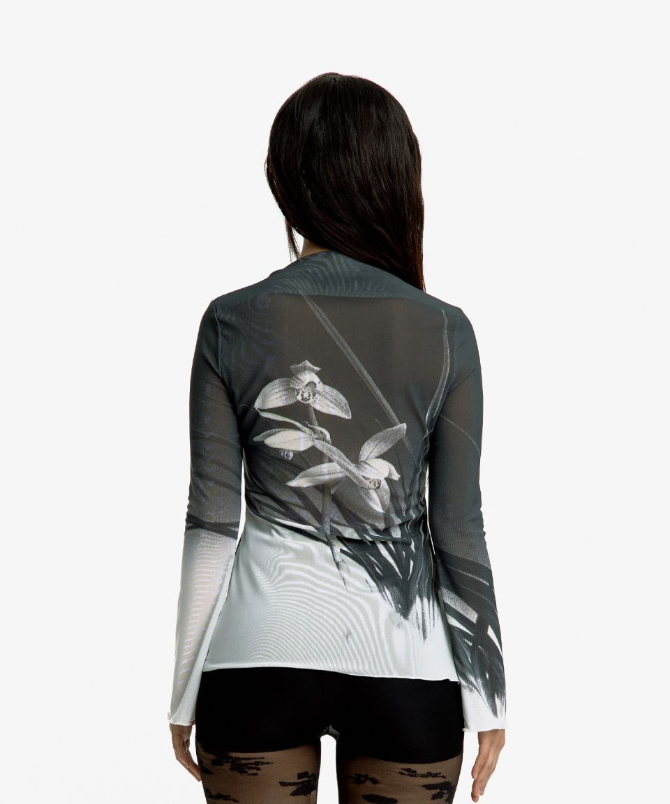 MUSINSA公式 | KASHIKO Orchid Mesh top