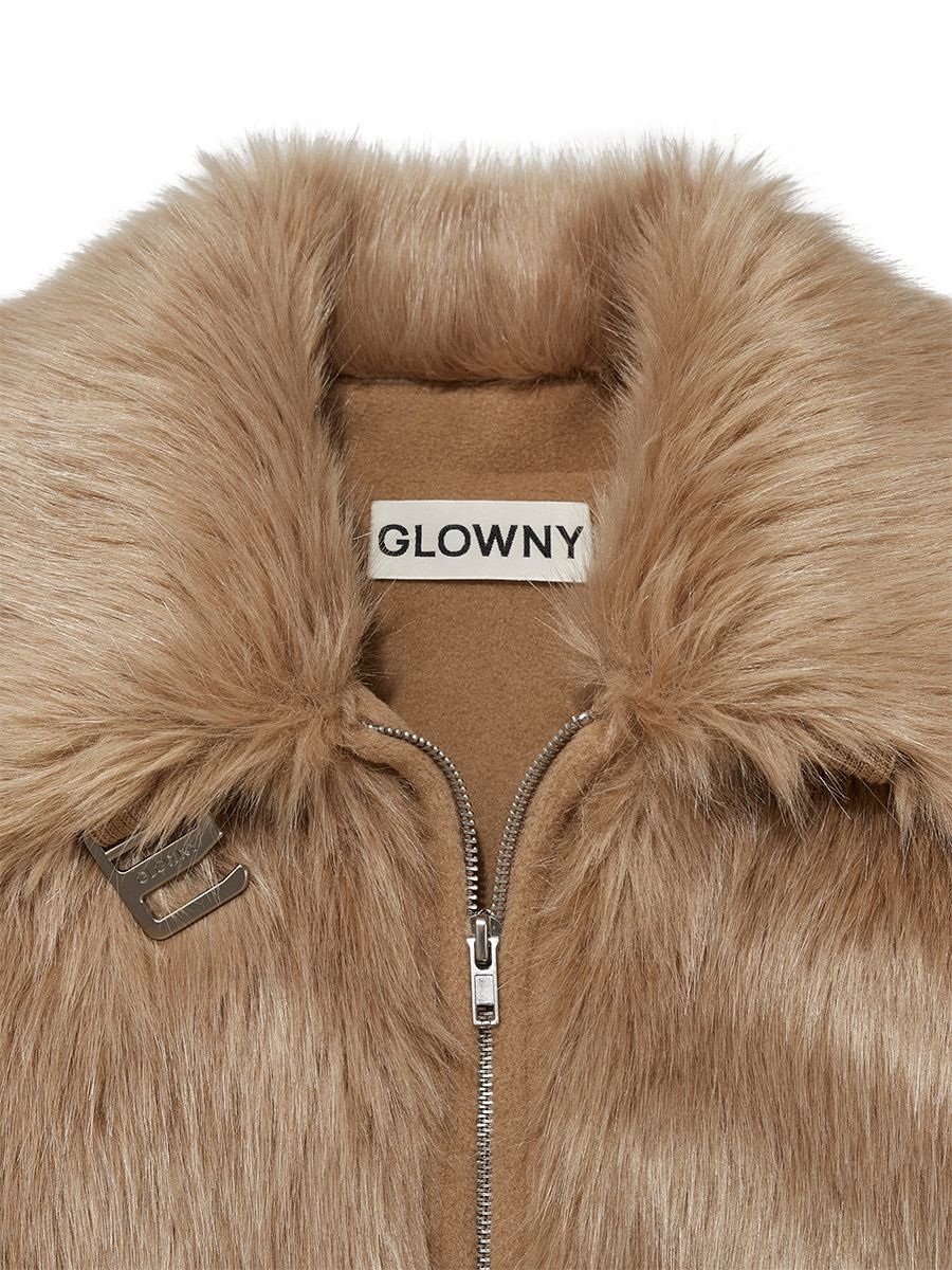 MUSINSA公式 | GLOWNY LIVAN FUR JACKET (CAMEL)