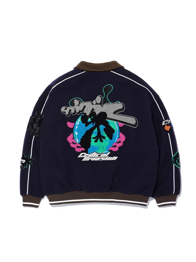 MUSINSA | CRITIC ALIEN COACHS VARSITY JACKET NAVY