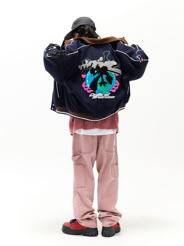 MUSINSA | CRITIC ALIEN COACHS VARSITY JACKET NAVY
