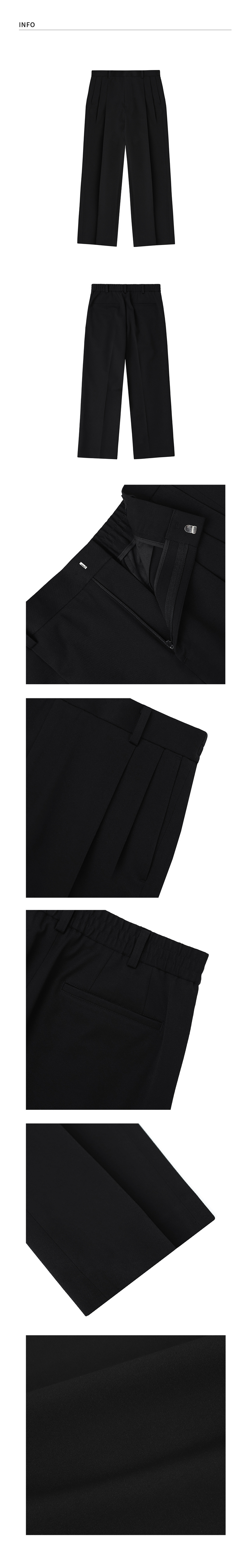 MUSINSA | DRAW FIT Double Pleat Banding Wide Slacks [BLACK]