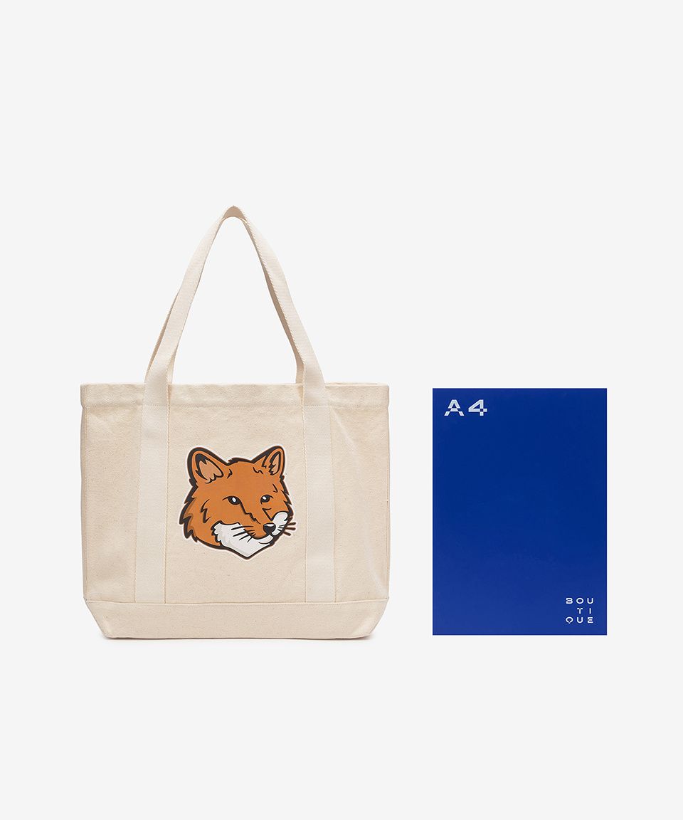 MUSINSA | MAISON KITSUNE Fox Head Tote Bag - Ecru / LW05101WW0050P700