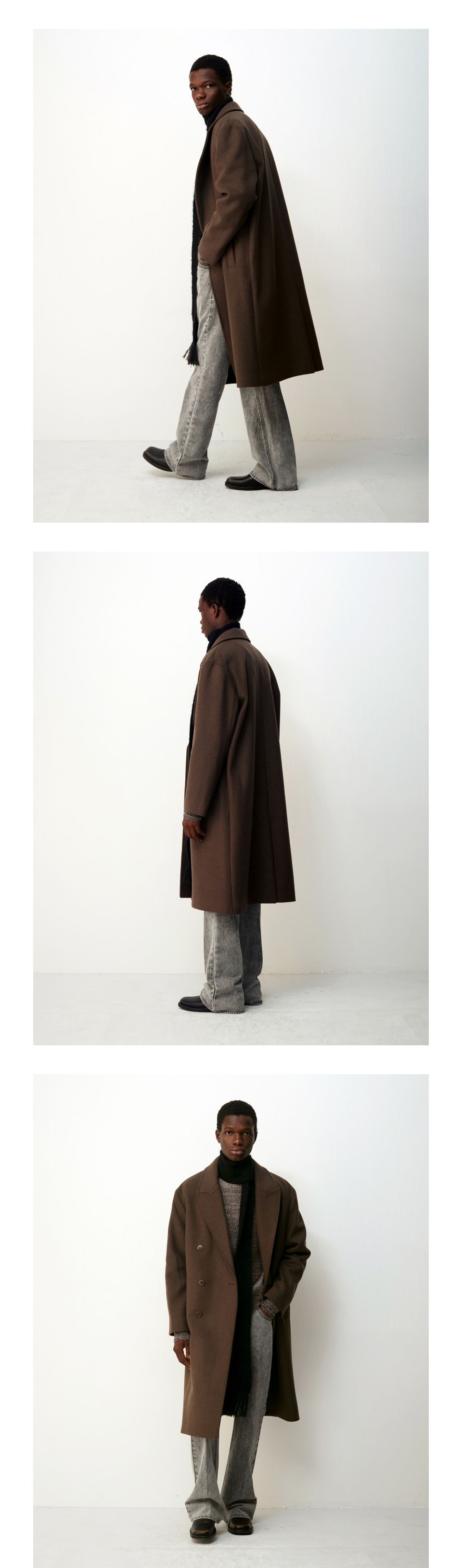 MUSINSA公式 | COOR MTR Overfit Double Long Coat (Melange Brown)