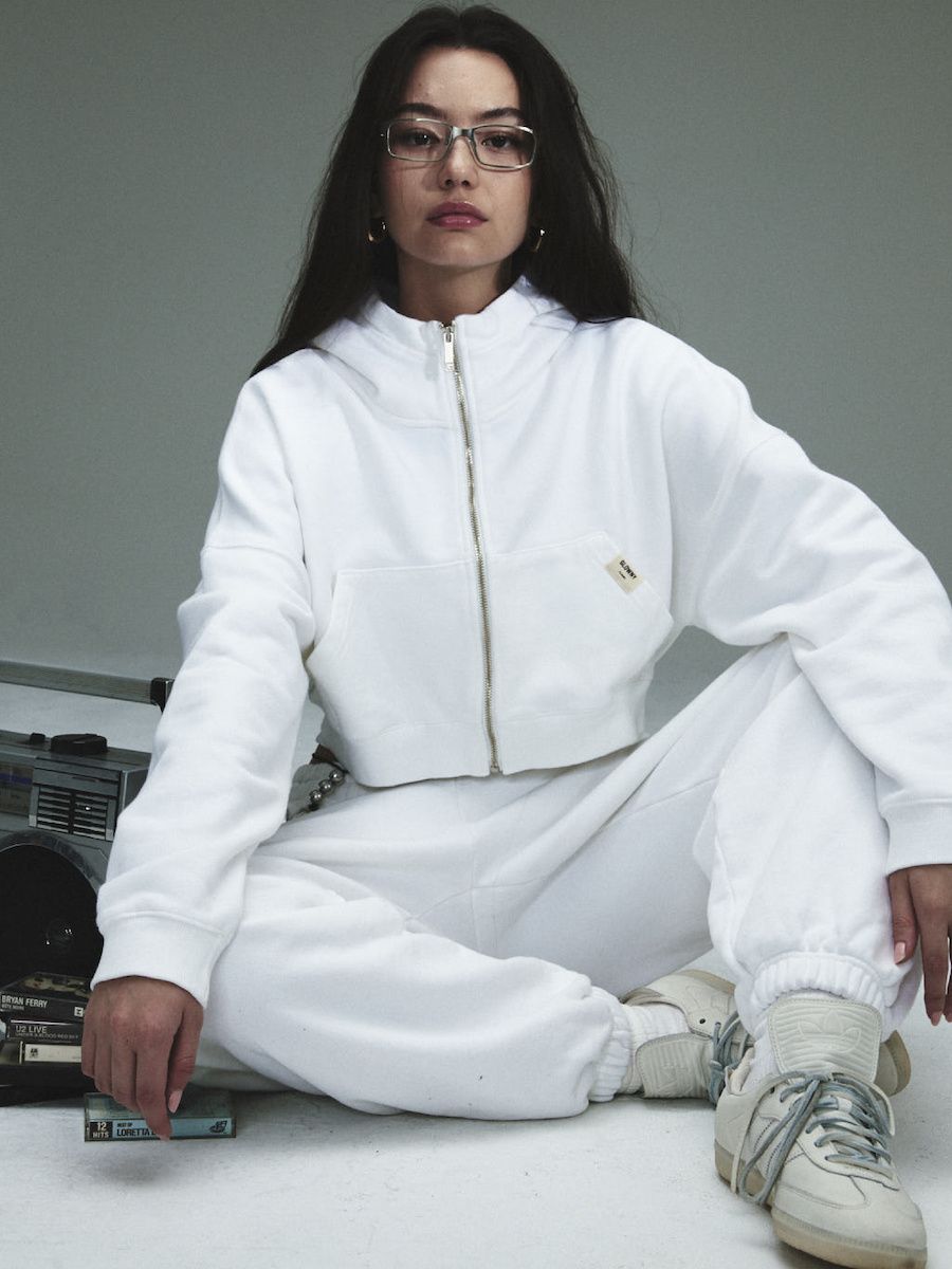 MUSINSA | GLOWNY G CLASSIC WASHED CROP ZIP UP (WHITE)