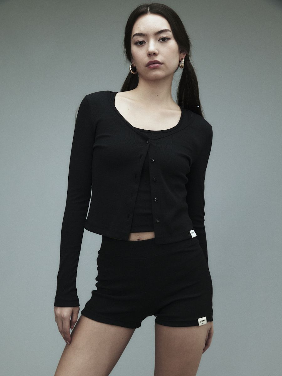 MUSINSA | GLOWNY G CLASSIC RIB SHORTS (BLACK)