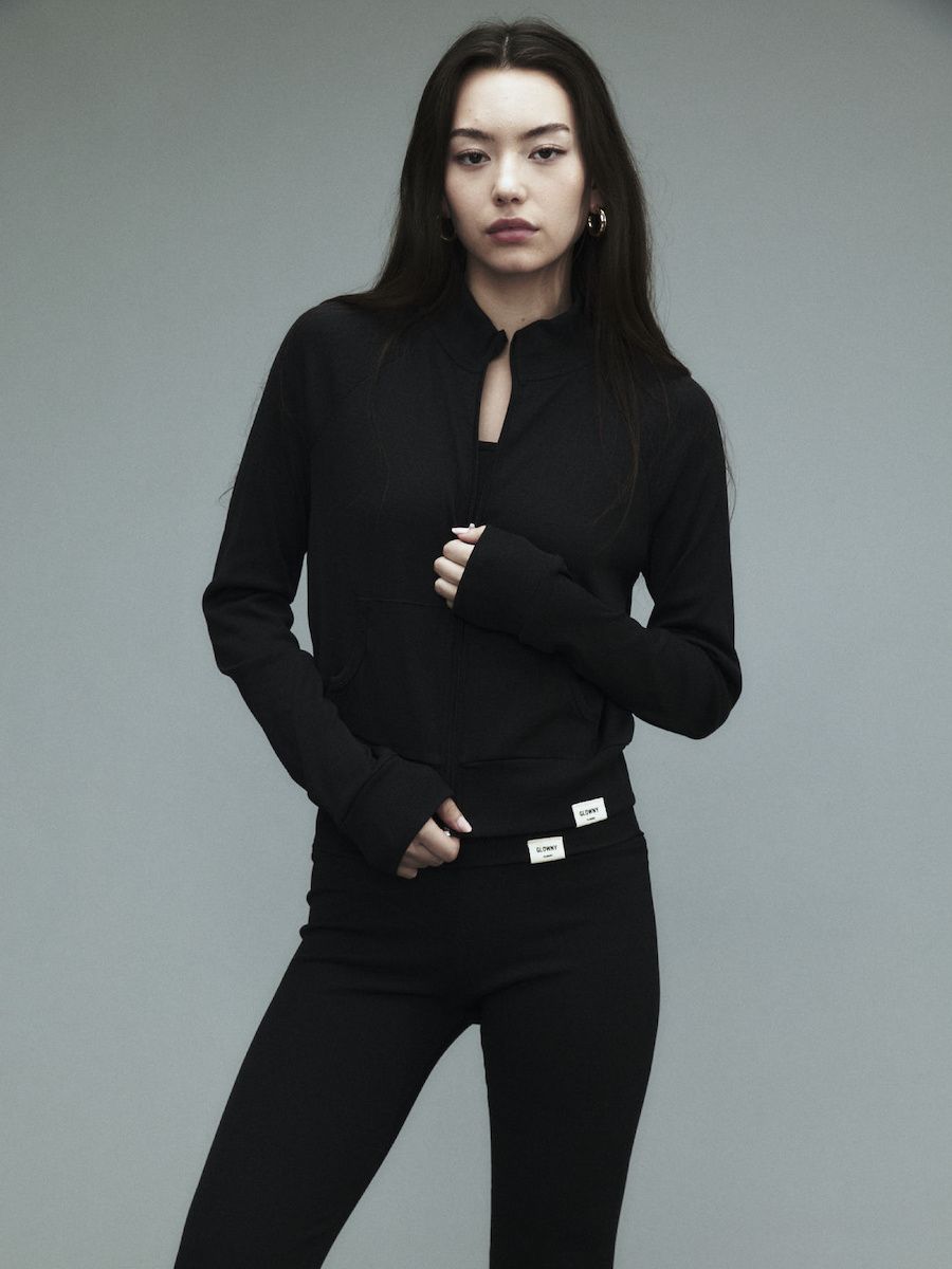 MUSINSA | GLOWNY G CLASSIC RIB TRACK ZIP-UP (BLACK)